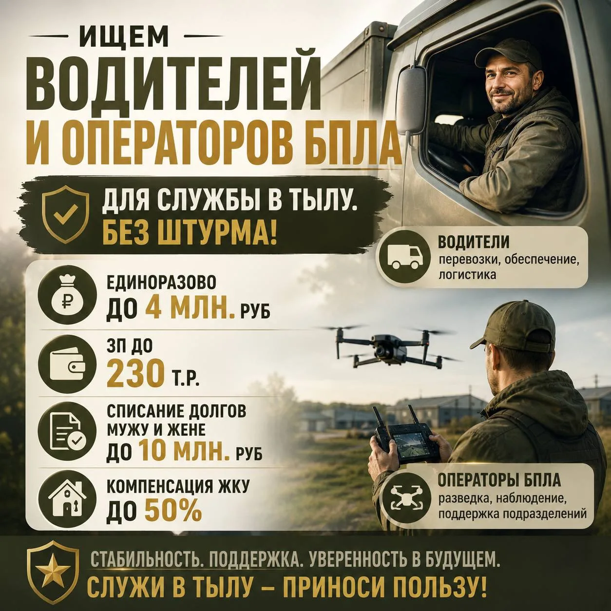 ❗️ИЩЕМ ВОДИТЕЛЕЙ И ОПЕРАТОРОВ БПЛА❗️