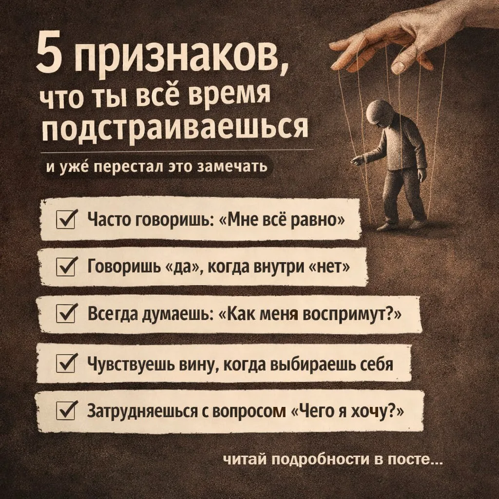 5 признаков, что ты всё время подстраиваешься и уже перестал(а) это замечать