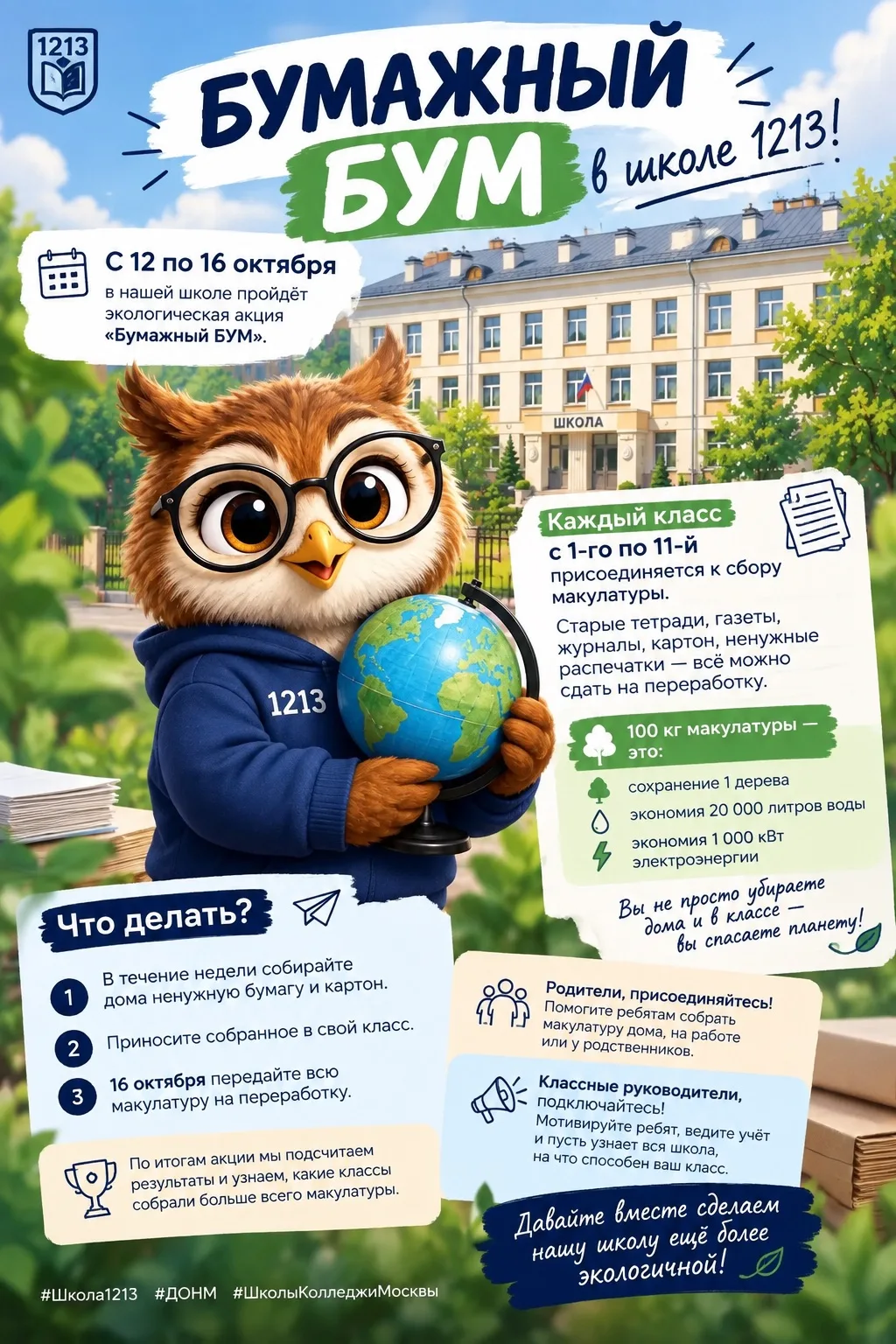🌍 БУМАЖНЫЙ БУМ в школе 1213!