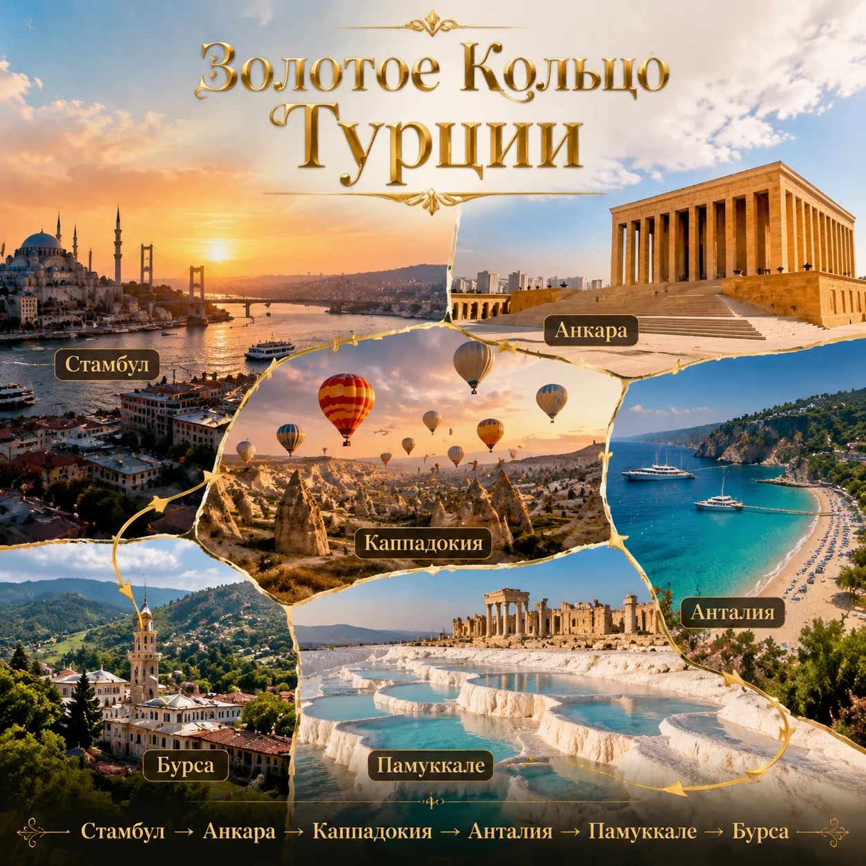 🔥 Золотое Кольцо Турции: Стамбул - Анкара - Каппадокия - Анталия - Памуккале - Бурса -...