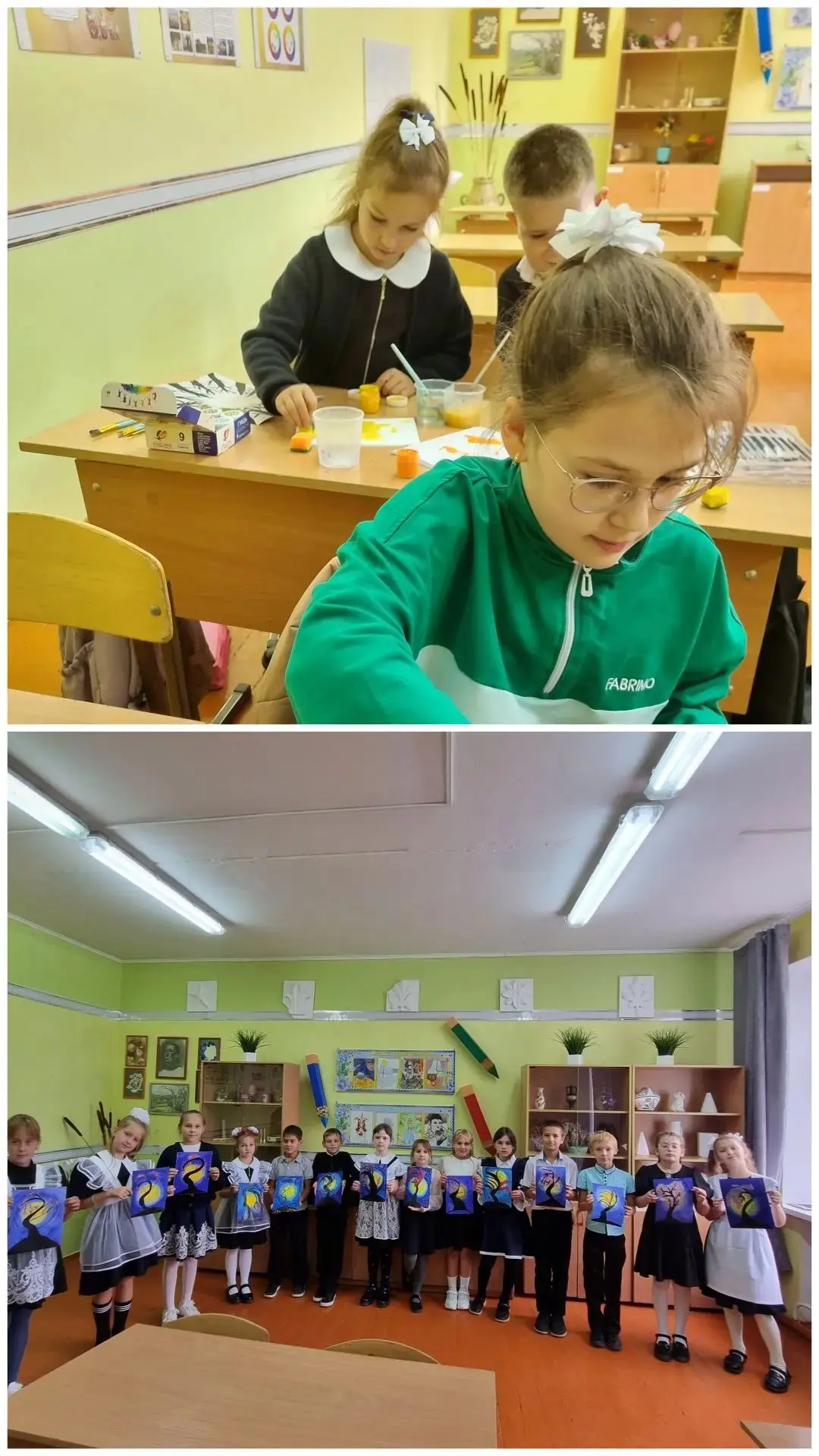 Прошло очередное занятие в кружке "Акварелька", для учащихся начальной школы