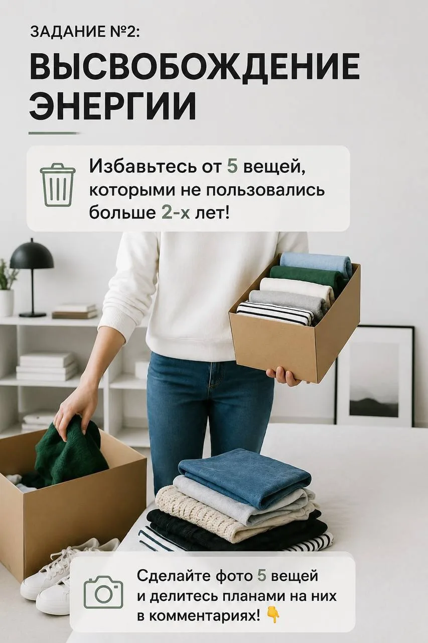 ЗАДАНИЕ 2️⃣

У каждого из нас в доме есть вещи, которые лежат годами без дела.
С точки зрения Васту,