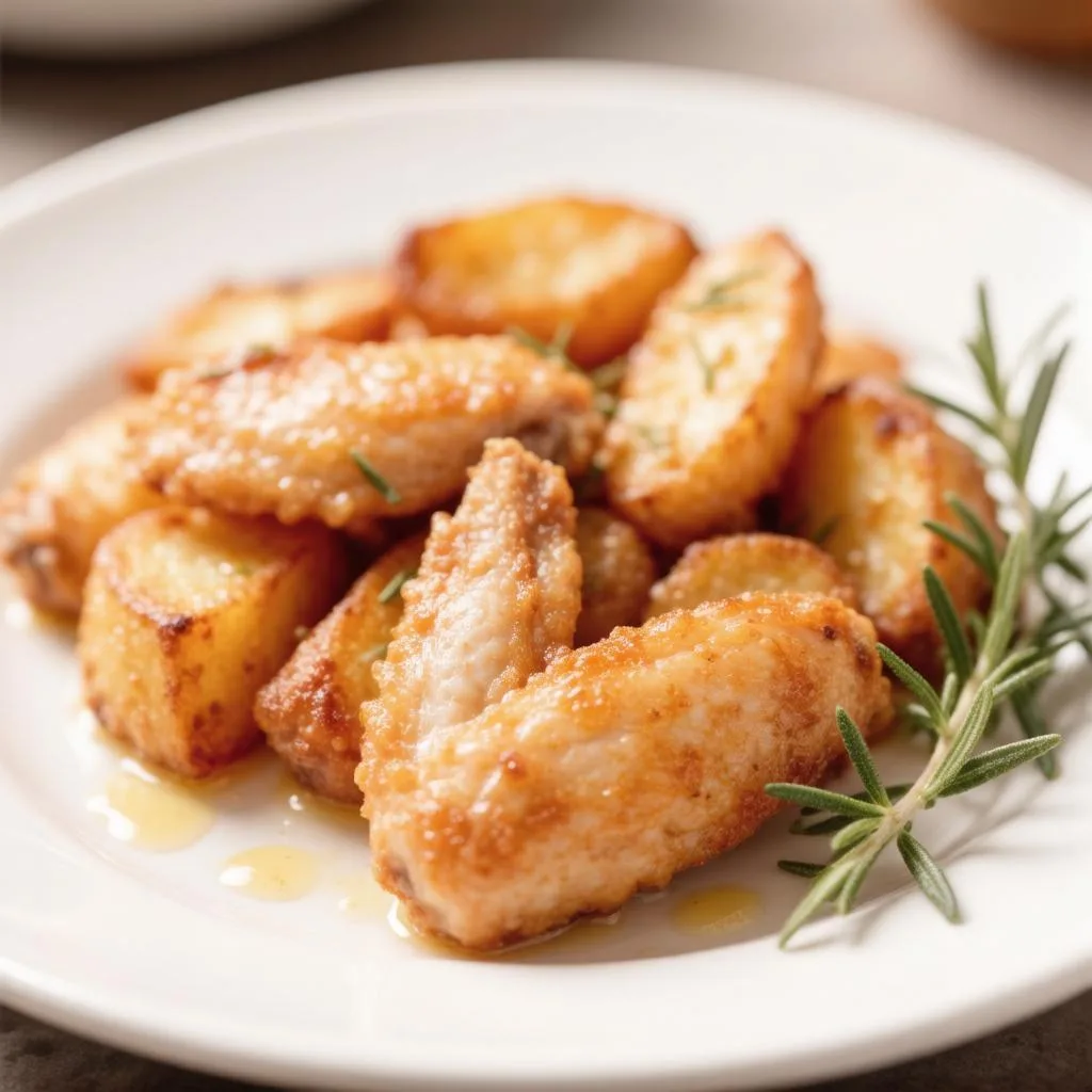 Куриные крылышки с картофелем и розмарином