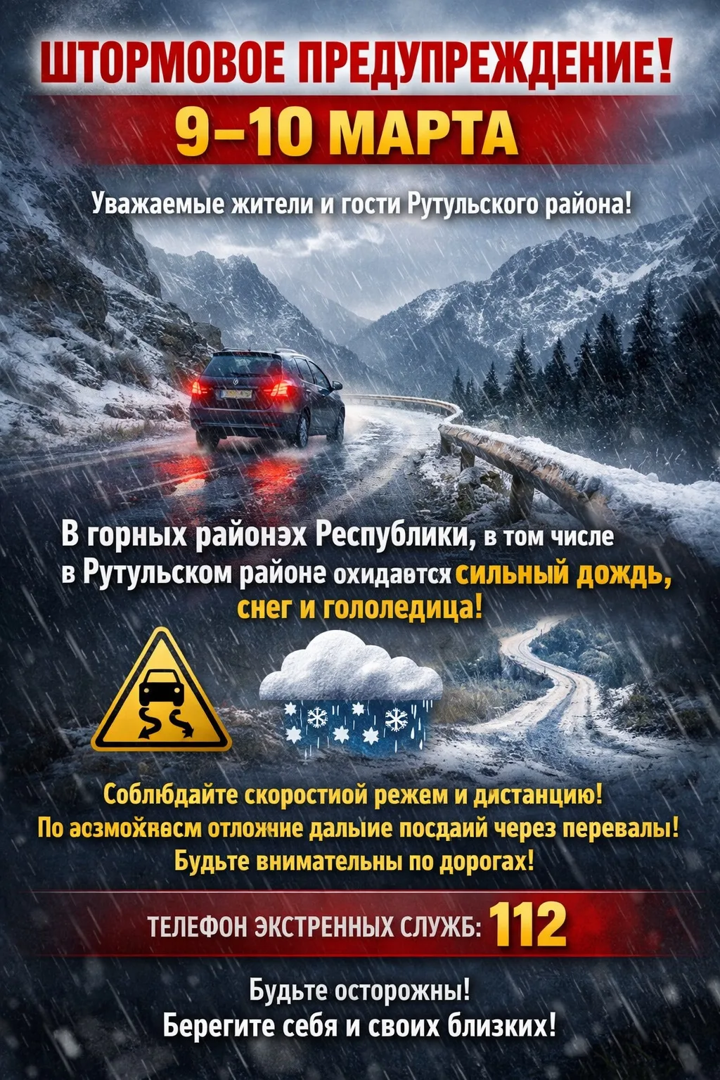 Штормовое предупреждение на 9–10 марта