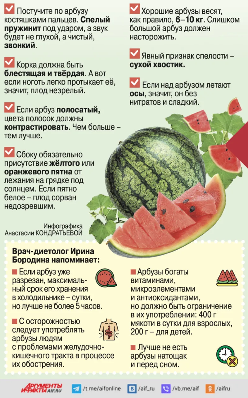 🍉 Как выбрать спелый и вкусный арбуз

Подписывайся на АиФ.Кухня