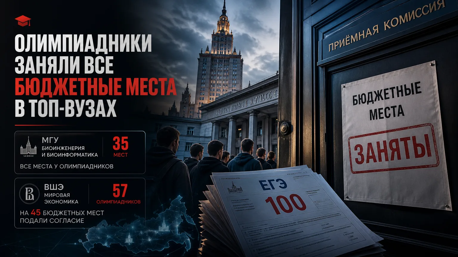 🎓 Олимпиадники заняли все бюджетные места на ряде направлений в топ-вузах