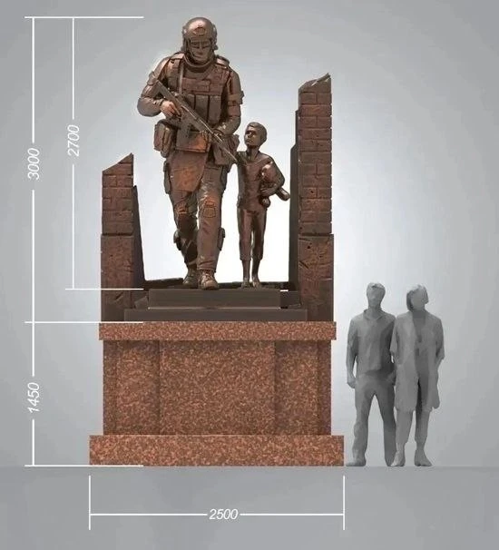 Бетонную и ржавую стены дополнят бронзой. У парка Победы установят памятник участникам СВО