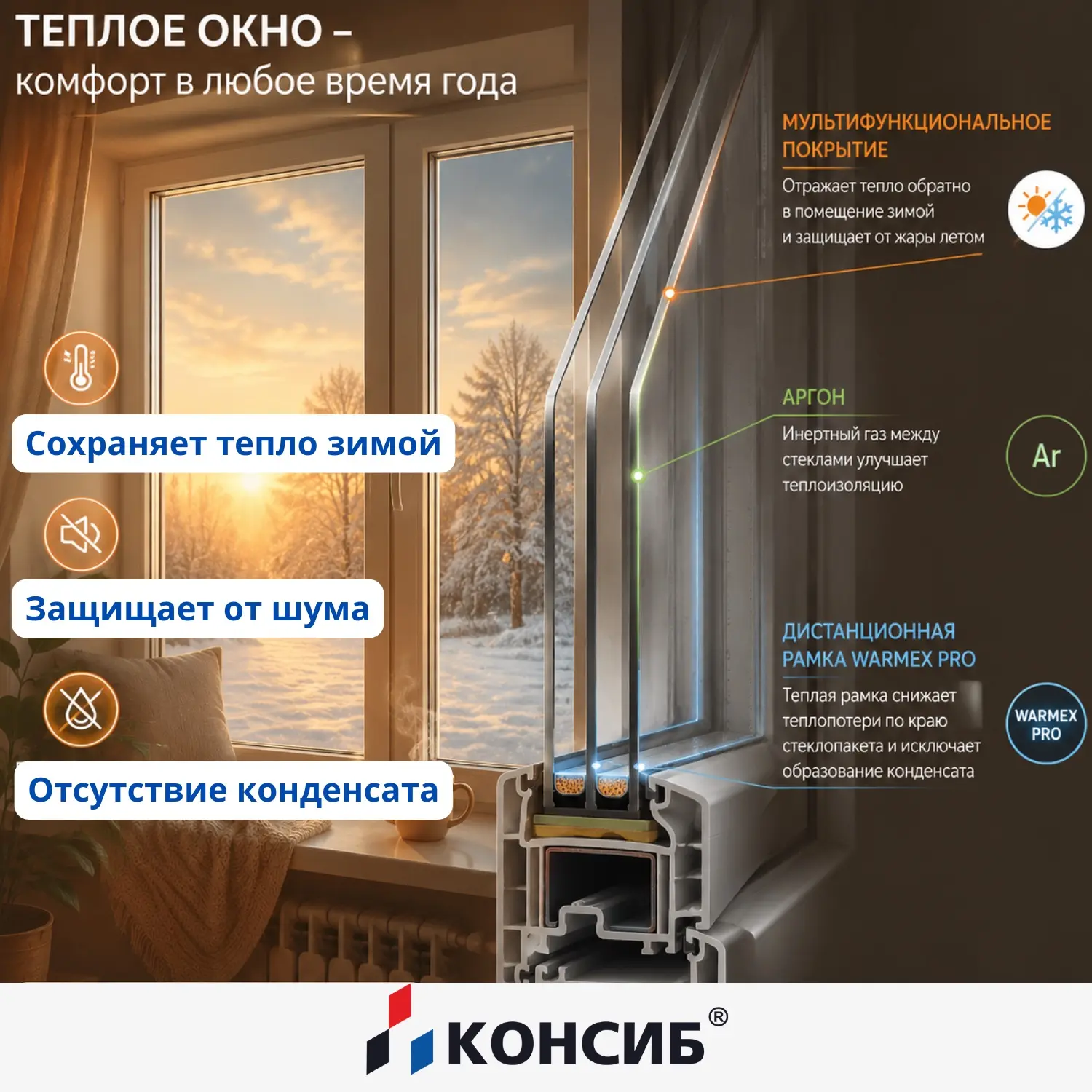 Поговорим об окнах Консиб с теплыми стеклопакетами. Как сполна ощутить эту теплоту? Убе...