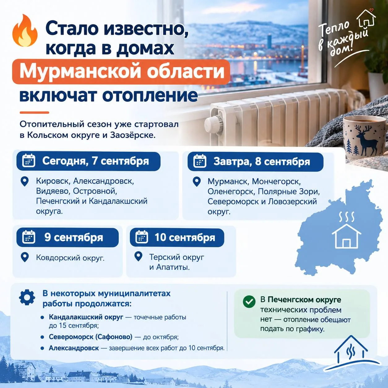 🔥 Когда в Мурманской области включат отопление?
