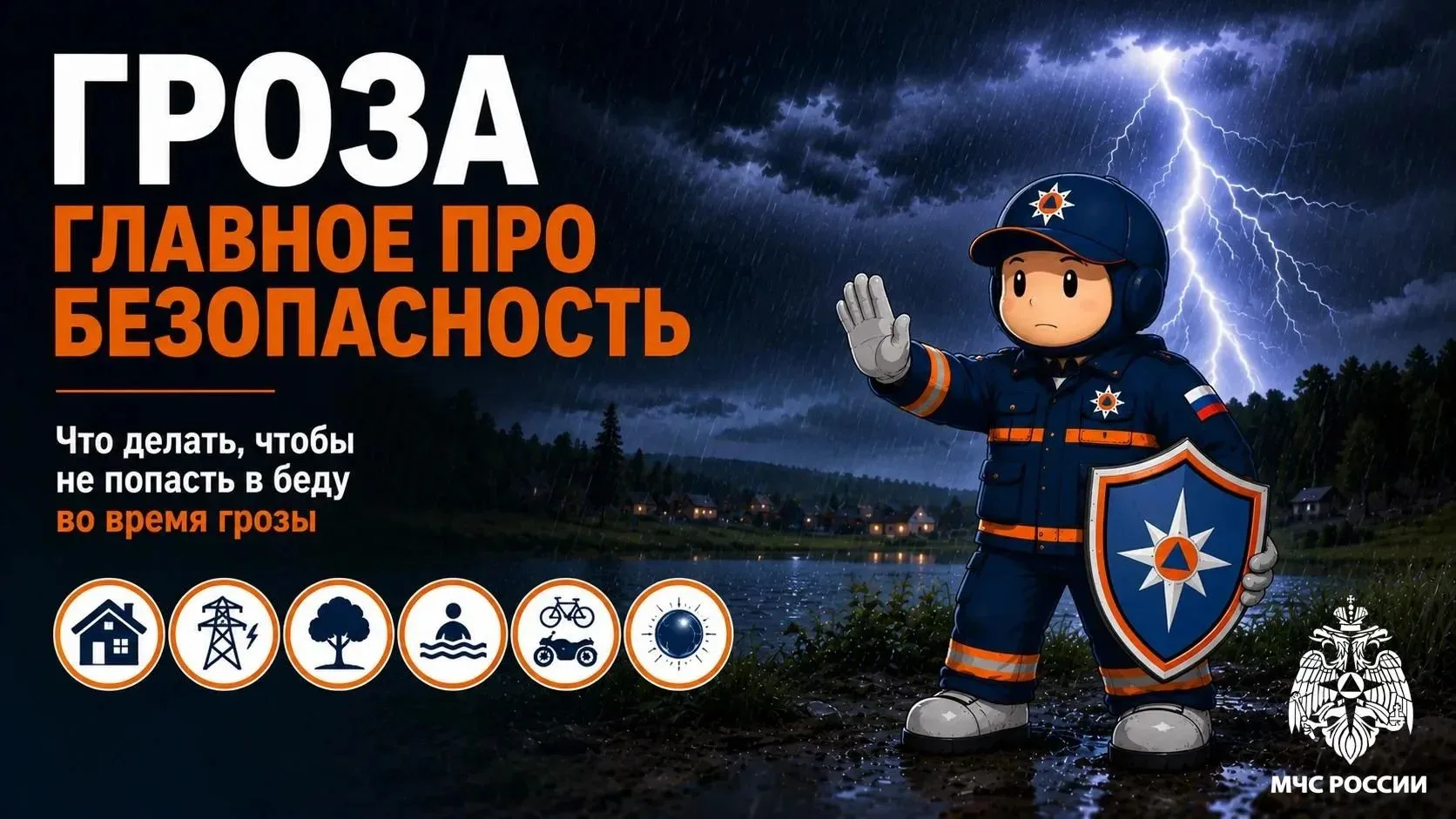 МЧС напоминает! 

⚡️ Гроза ошибок не прощает

В карточках главные правила безопасности: где укрыться