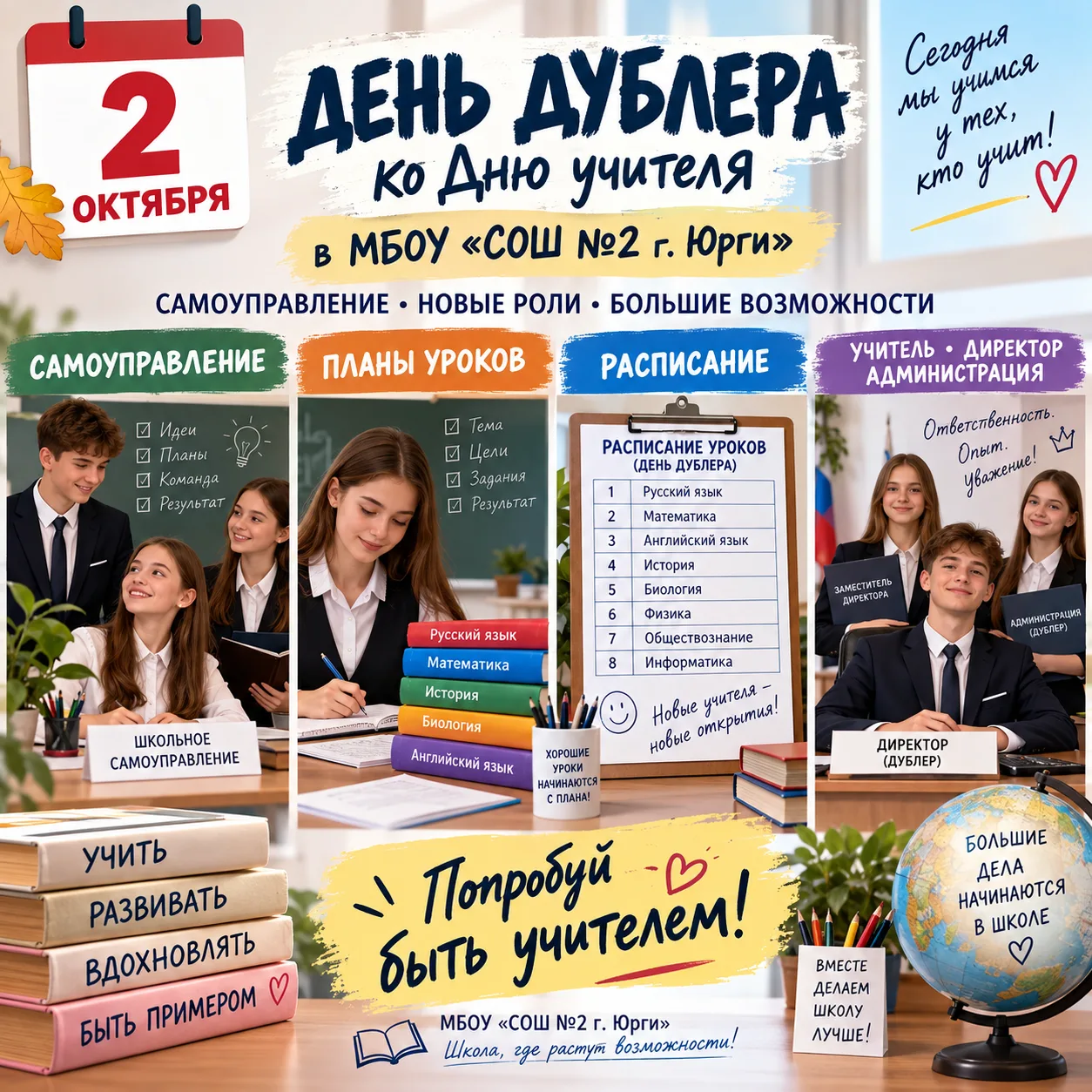 Хочешь примерить на себя роль учителя? Совет обучающихся приглашает учеников 8–11 класс...