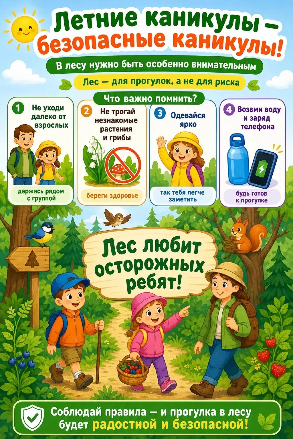Лес любит осторожных ребят! 🌲❤️