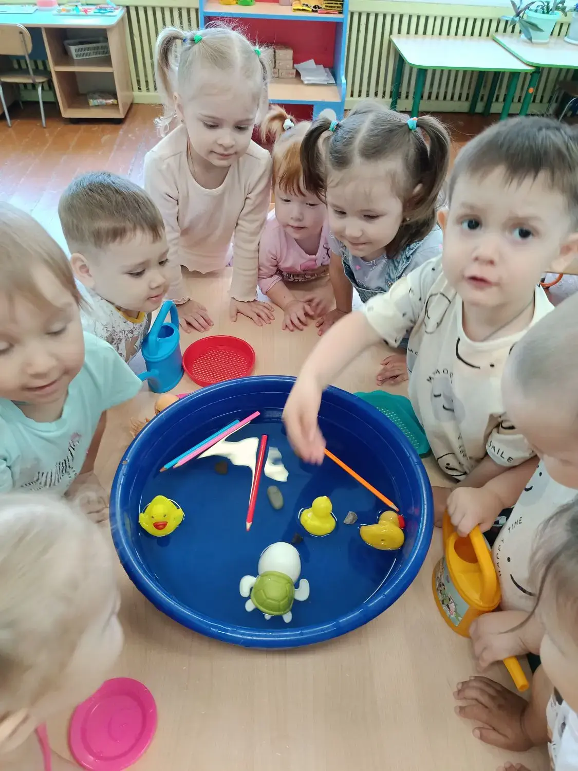 В группе Улыбка педагогами была организована игра-экспериментирование "Тонет-не тонет". Ребенок всег