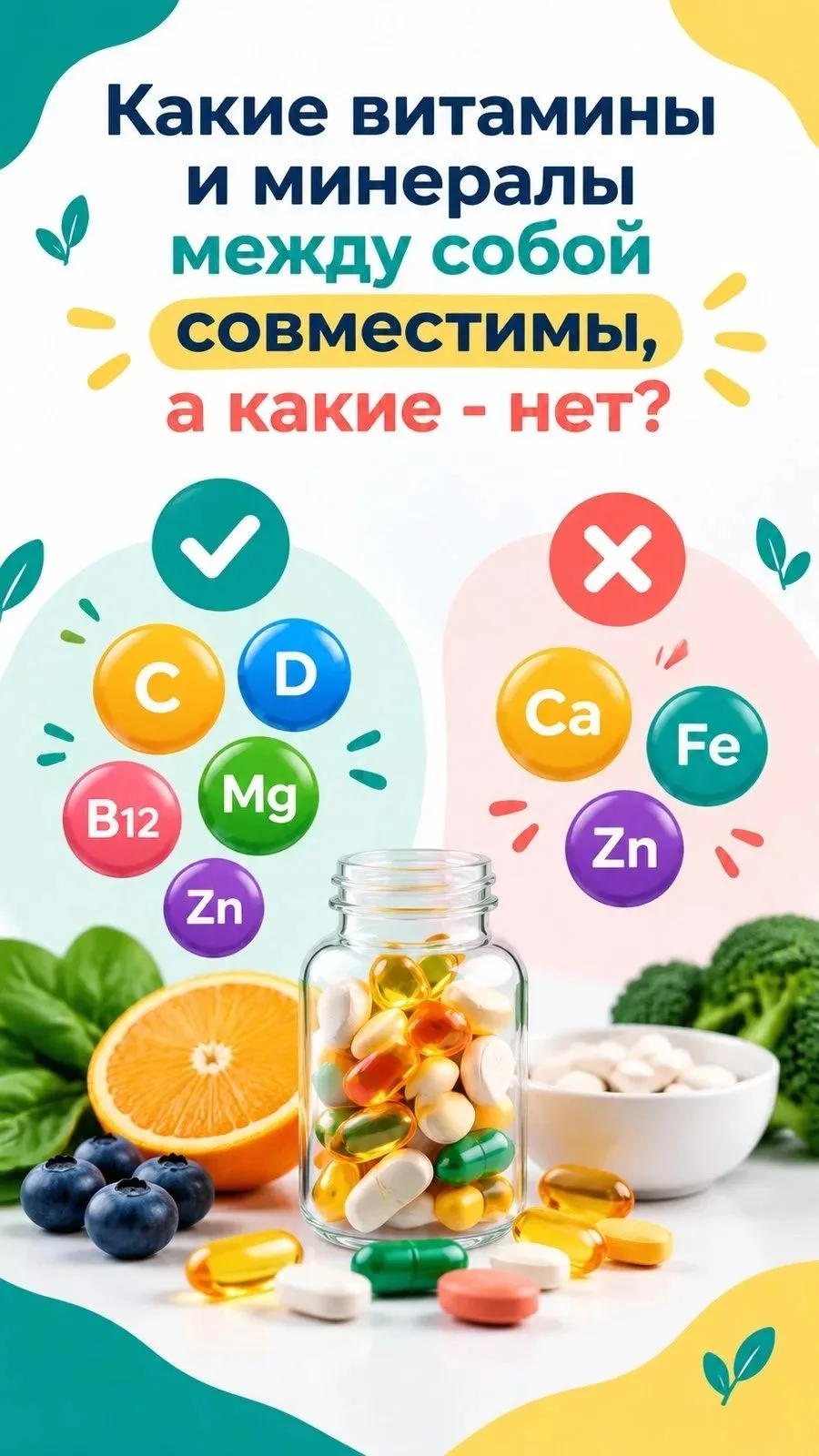 Какие витамины и минералы между собой совместимы, а какие нет?