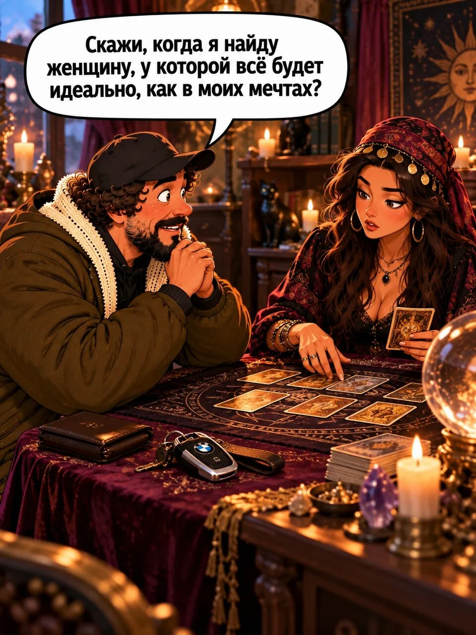 Мужчина обратился к гадалке, чтобы узнать, когда встретит идеальную женщину. Она взглян...
