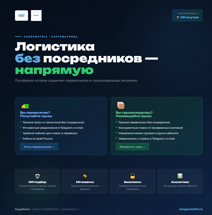 🚛 CargoMatrix — платформа без посредников