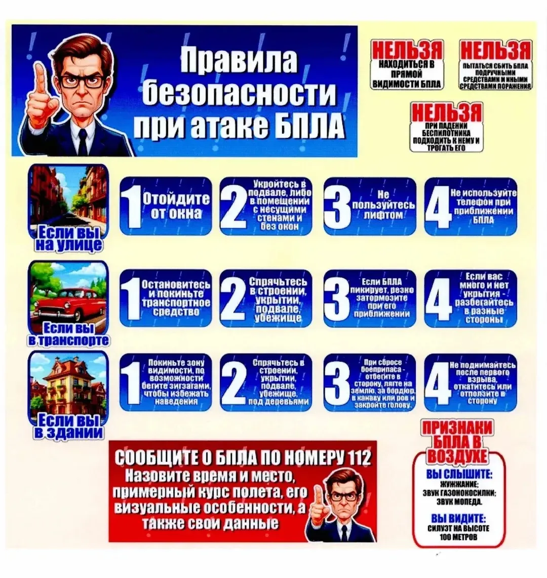 Правила безопасности при атаке БПЛА