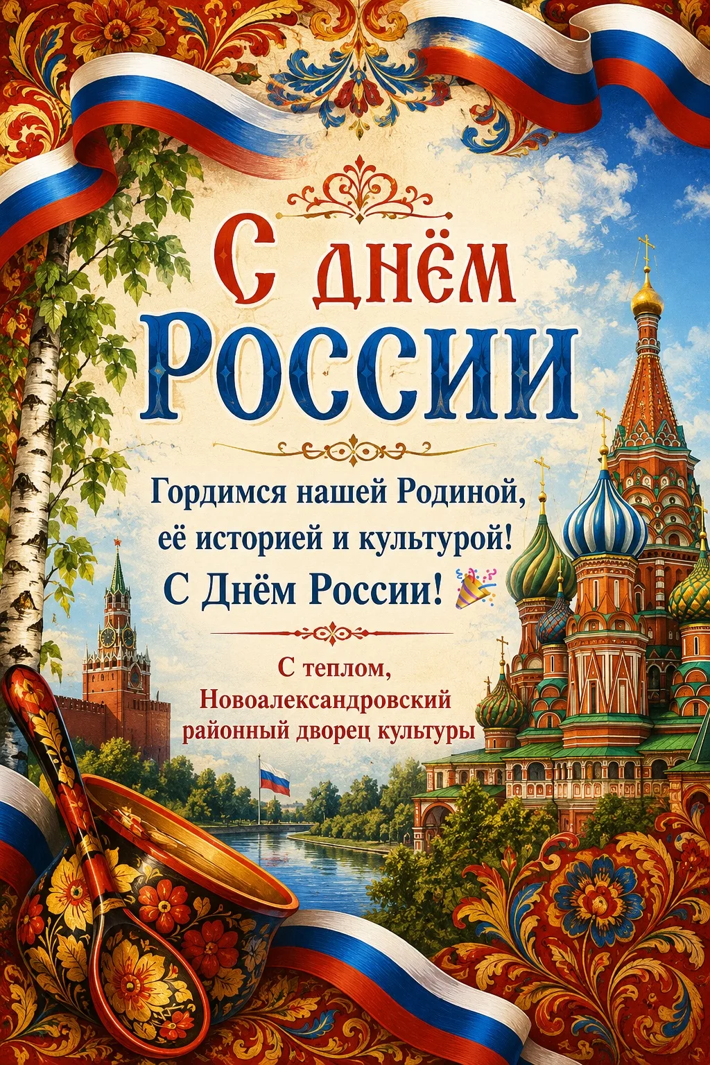 🎉 С Днём России! 🇷🇺

Сегодня мы с гордостью вспоминаем богатую историю нашей страны, её великие т