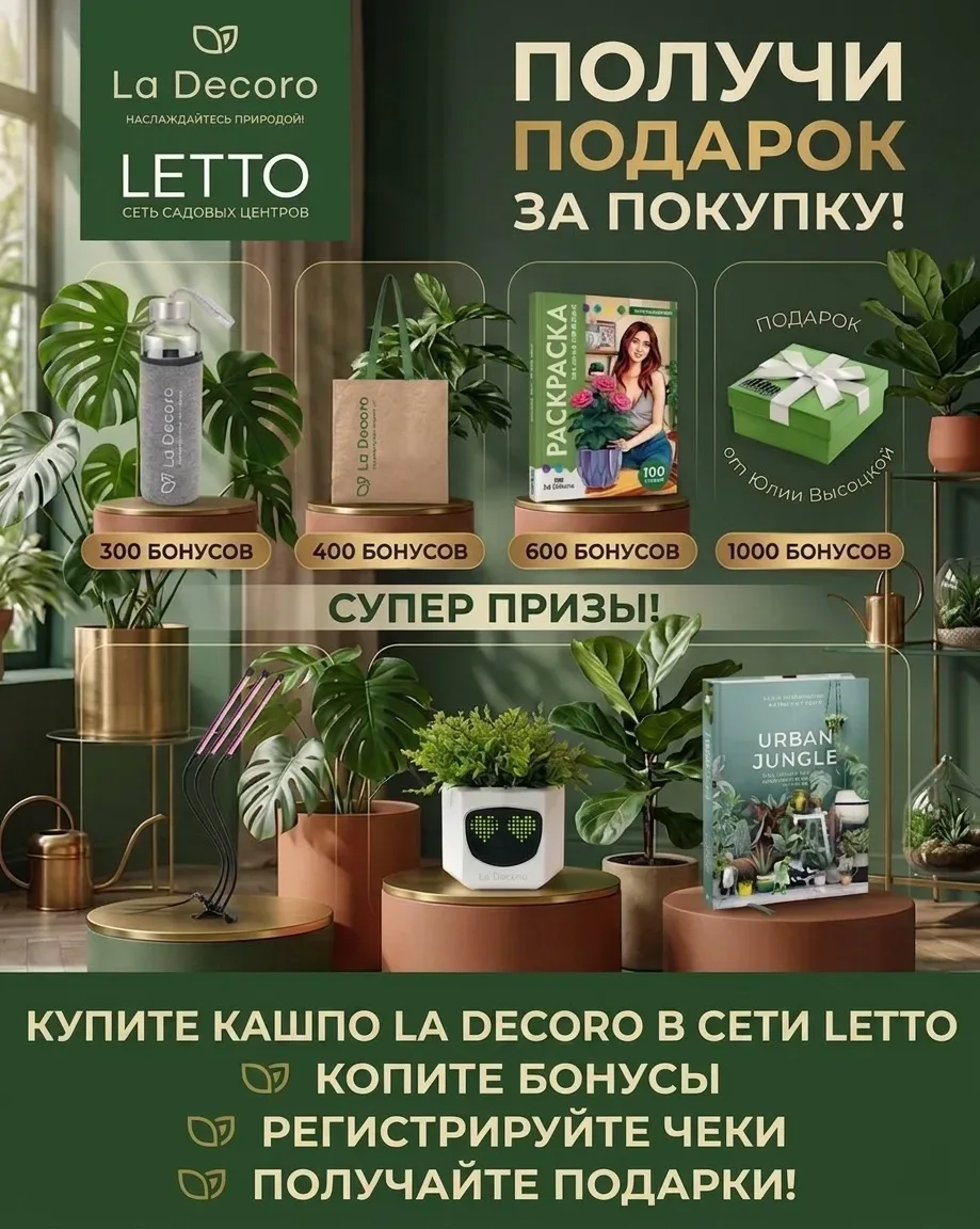 Покупаете кашпо в магазинах LETTO - получаете подарки!🪴🎁