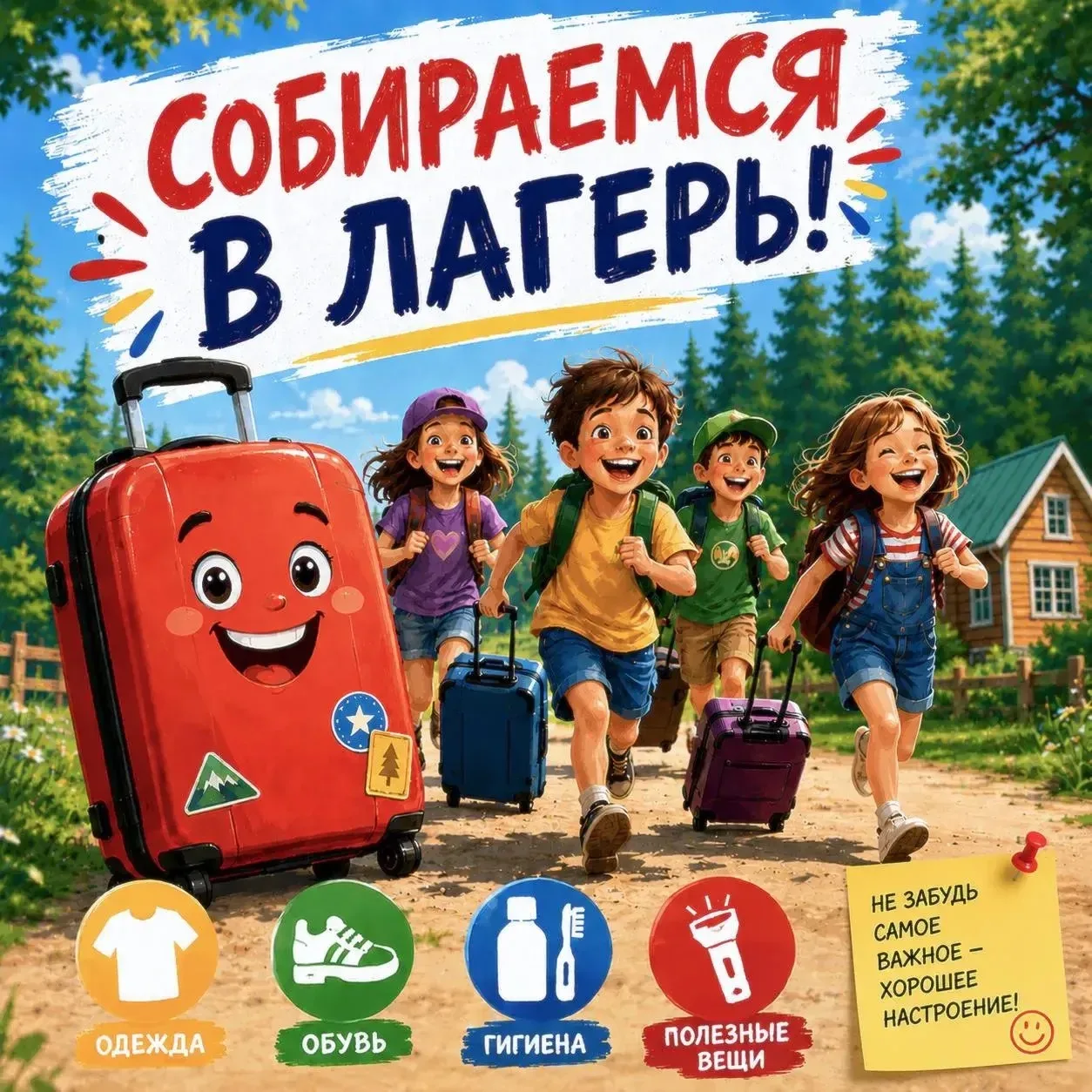 Время собирать чемоданы в лагерь!

Чтобы смена прошла комфортно и без лишних переживаний, подготовил