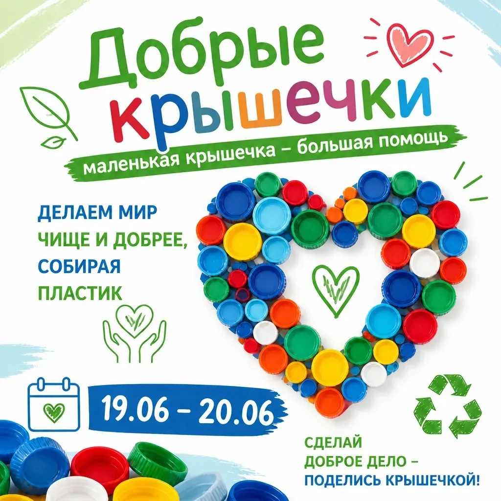 Дорогие друзья! В нашем пришкольном лагере "Солнечный круг" мы запускаем акцию "Добрые крышечки"! 
1