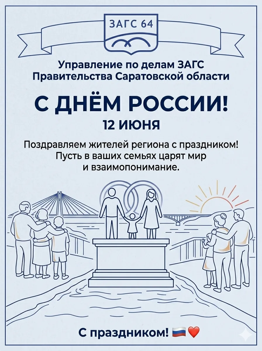С Днём России, дорогие земляки! 🇷🇺

Управление по делам ЗАГС Правительства Саратовской области поз