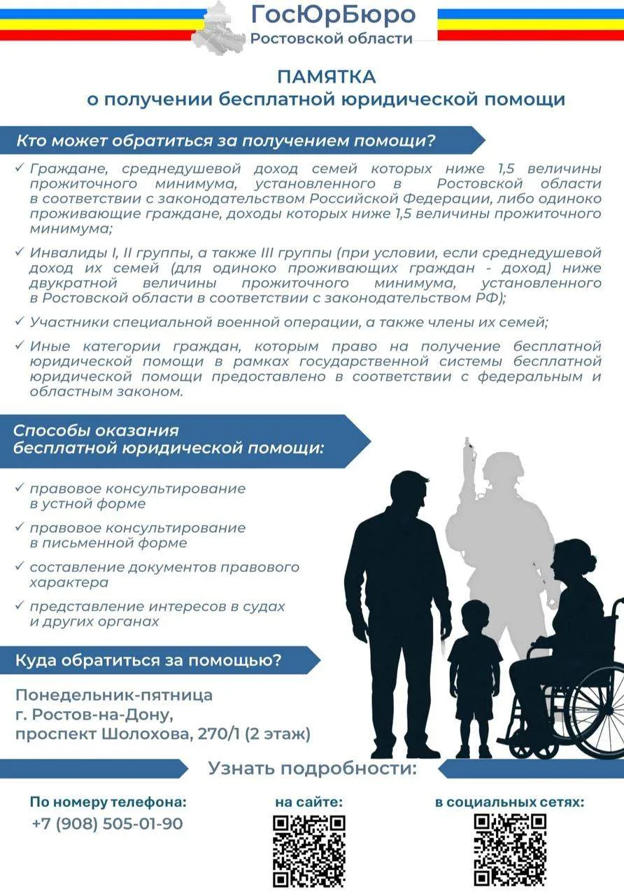 ⚡️Государственное юридическое бюро Ростовской области напоминает гражданам о возможност...