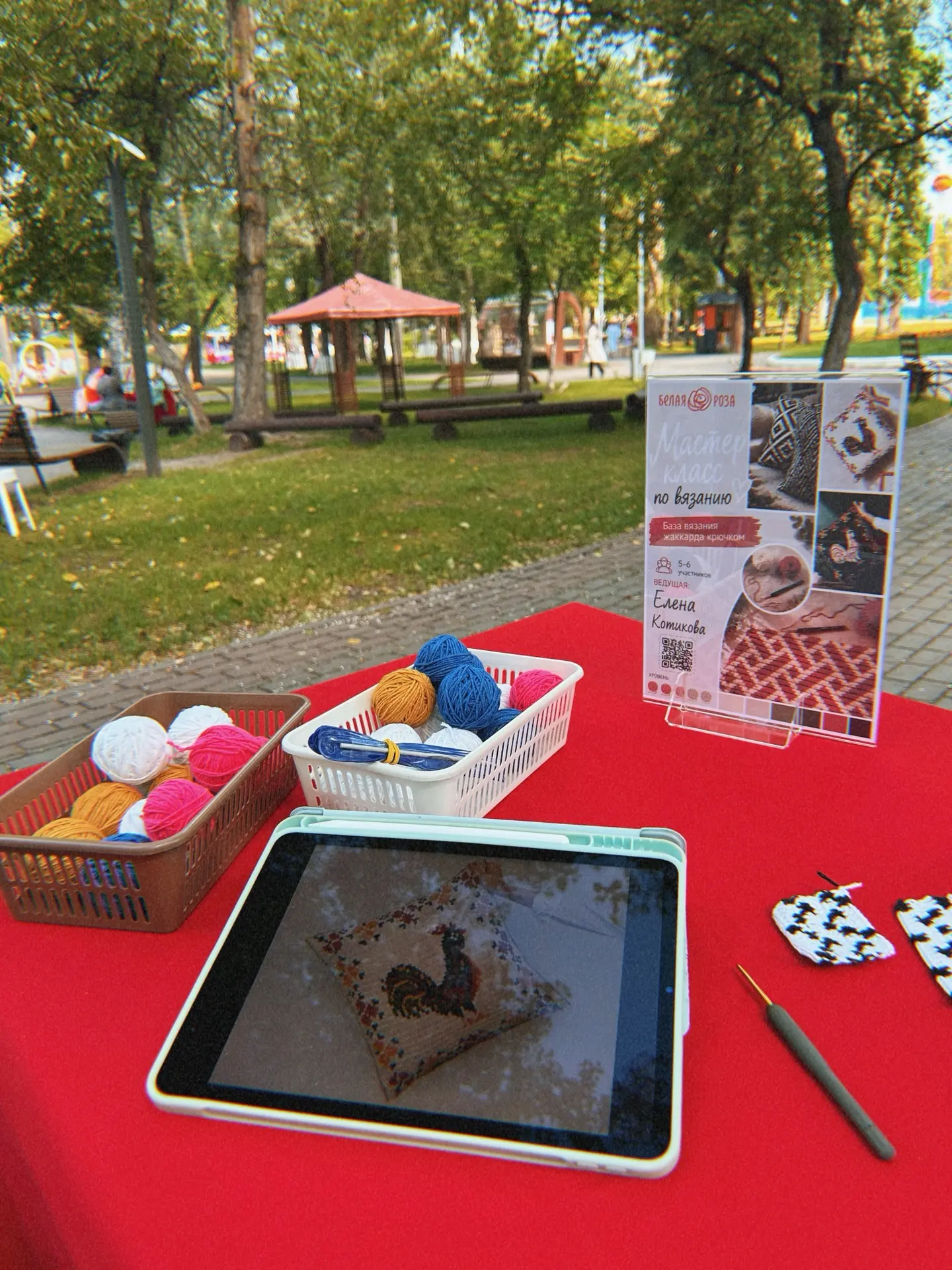 С праздником, дорогие дамы ❤️ я сегодня в городском саду повязала в прекрасной компании и даже кого-