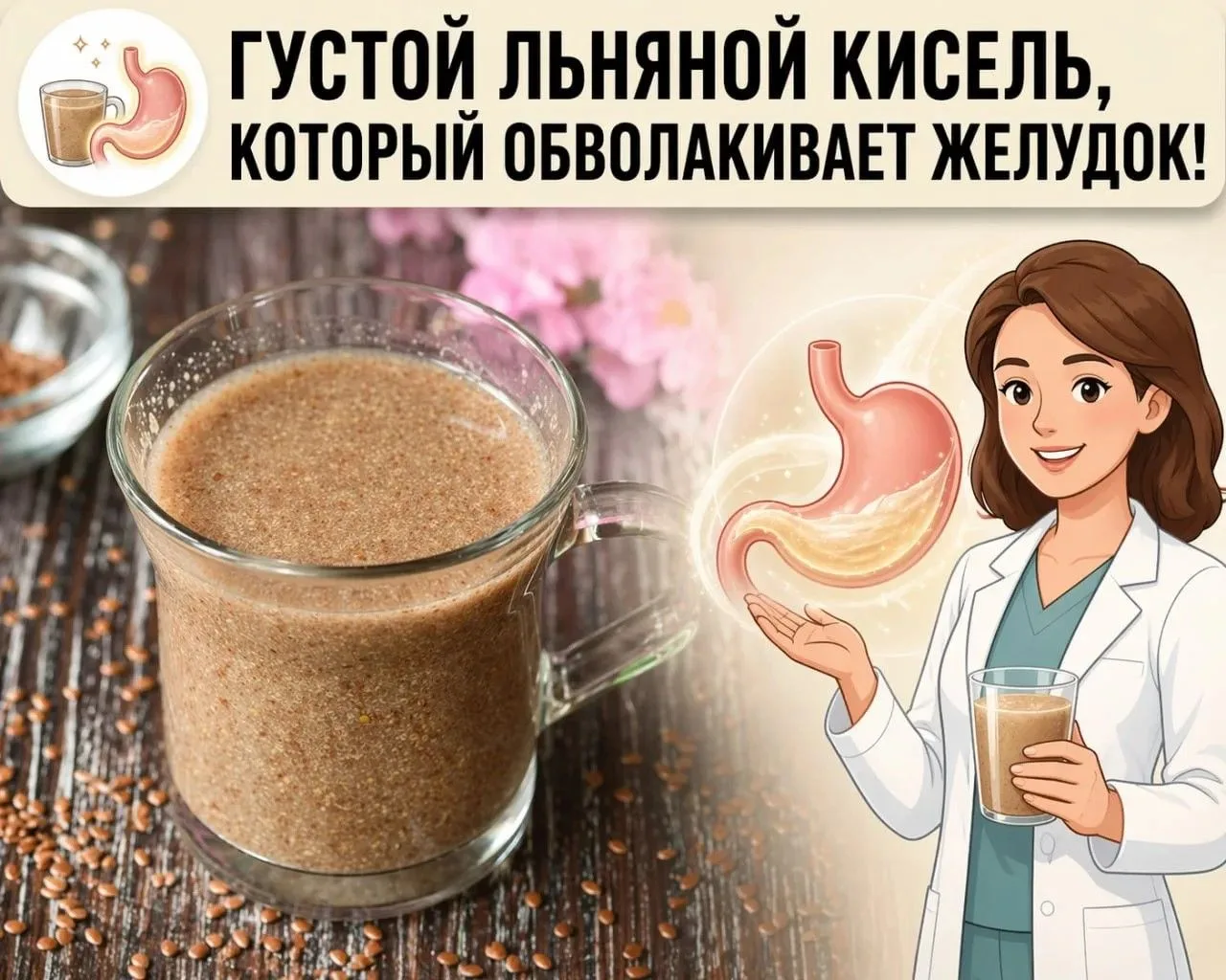 🥛кисель из льна лечит желудок