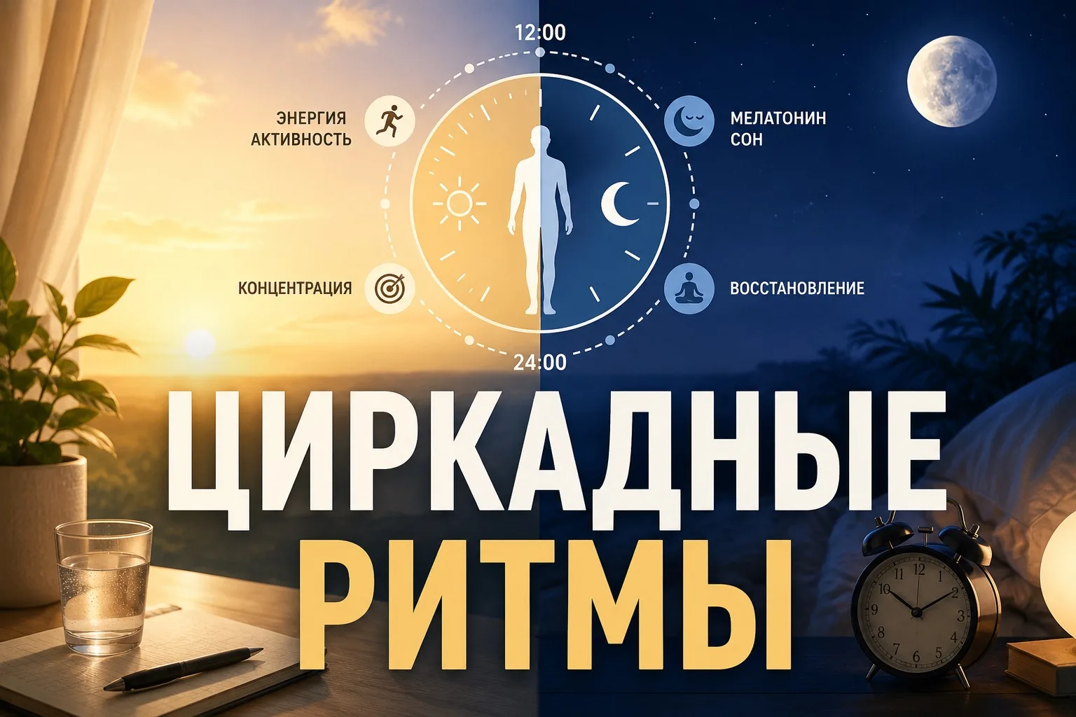 🌙☀️ ЦИРКАДНЫЕ РИТМЫ

🕐 ЧТО ПРОИСХОДИТ В ТВОЁМ ТЕЛЕ ПО ЧАСАМ

5:00–6:00 🌅
Кортизол начинает расти.