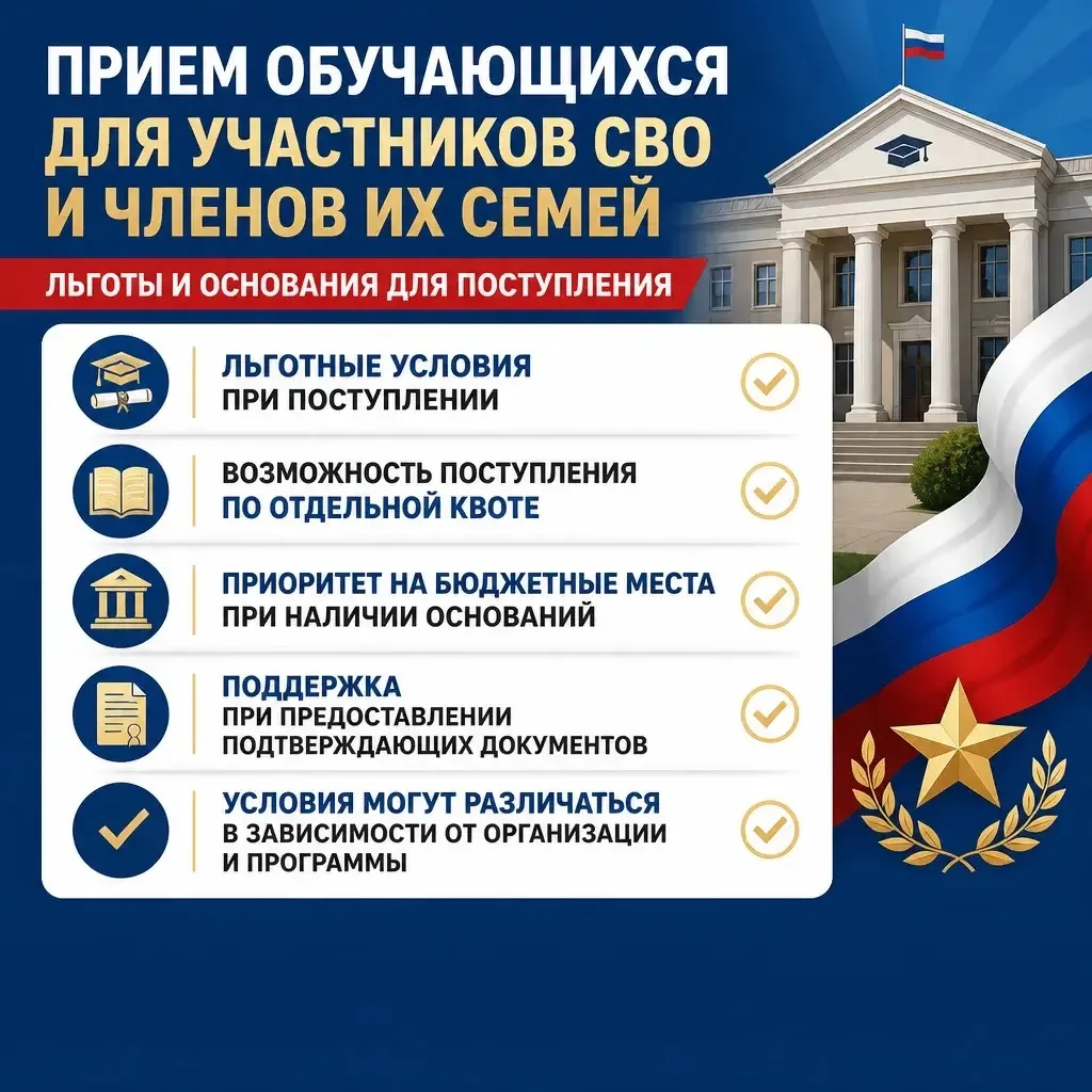 Поступление для участников СВО и членов их семей: ваша возможность — наша поддержка