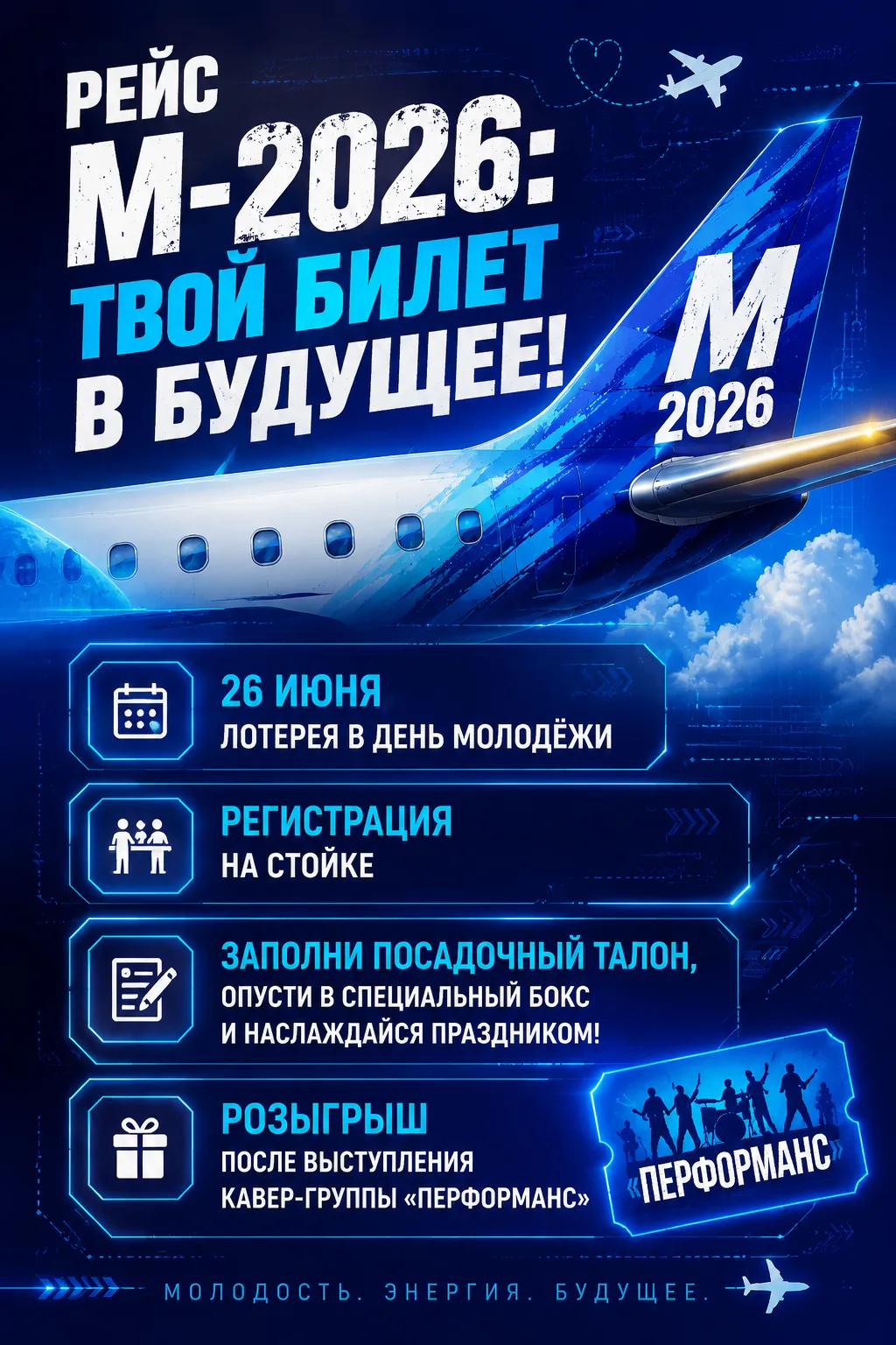 🎫Твой билет в будущее на Дне молодёжи! 

🧑🏻‍✈️26 июня у каждого есть шанс стать победителем больш
