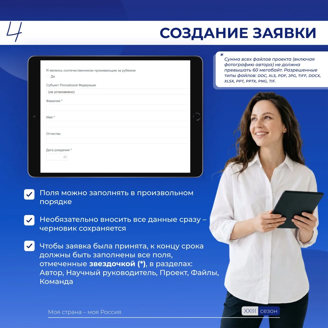 Всё, что нужно знать о подаче заявки  Регистрация на конкурс «Моя страна – моя Россия» – процесс отв