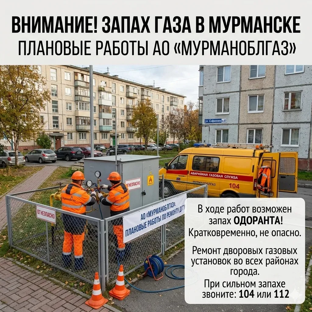 АО «Мурманоблгаз» информирует о возможном появлении запаха газа в Мурманске.
