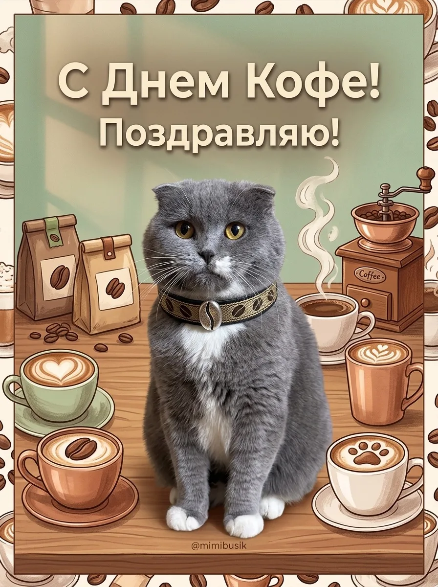 С Днём кофе, друзья! Пусть каждый глоток приносит радость и уют ✨☕️