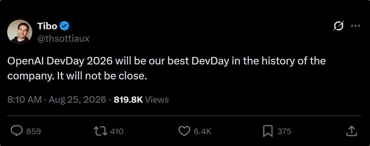 ✔️ OpenAI обещает лучший DevDay в истории компании