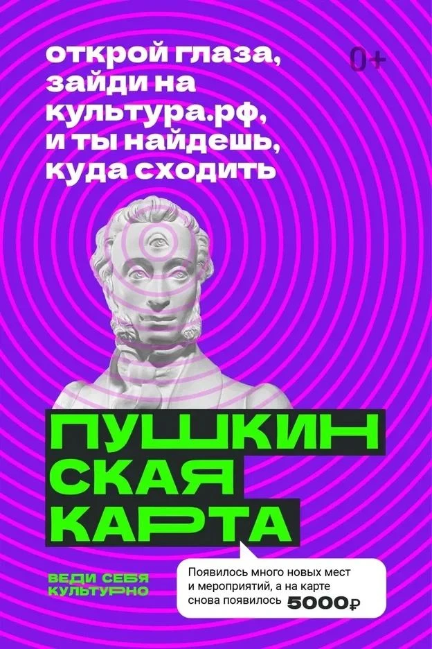 😃 Пушкинская карта: 5 000 рублей на культуру – от государства    
                                 