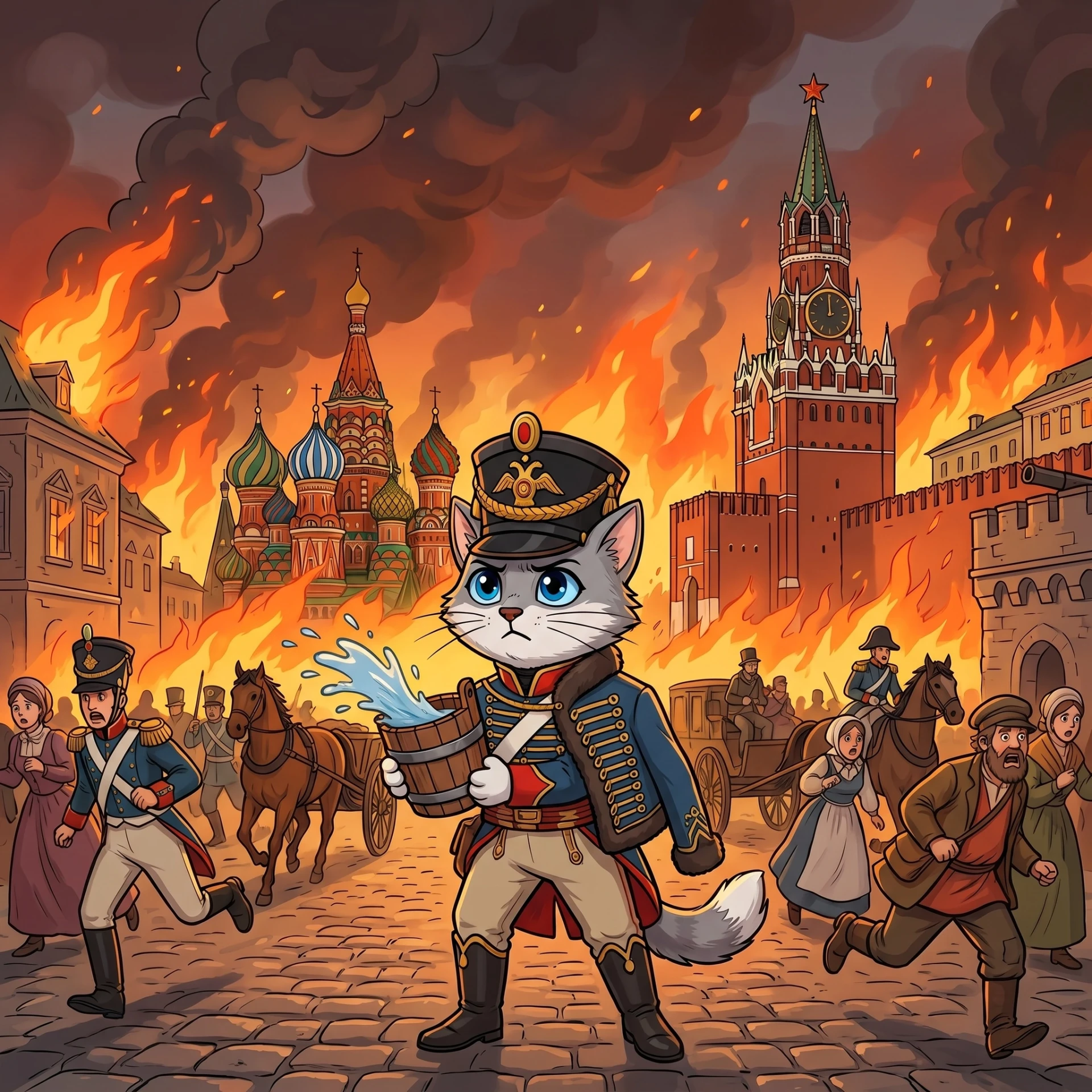 ⭐ Новый прыжок во времени — и Маргус оказывается в самом центре полыхающего города! 

Вокруг суматох