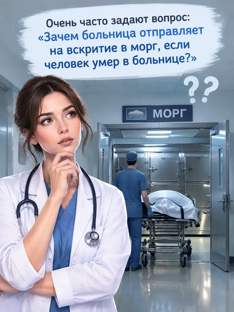 Очень часто задают вопрос: «Зачем больница отправляет на вскрытие в морг, если человек ...