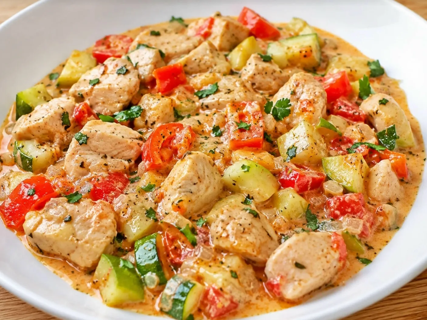 🍲 Нежное ПП-рагу с курицей, кабачками и творожным сыром
