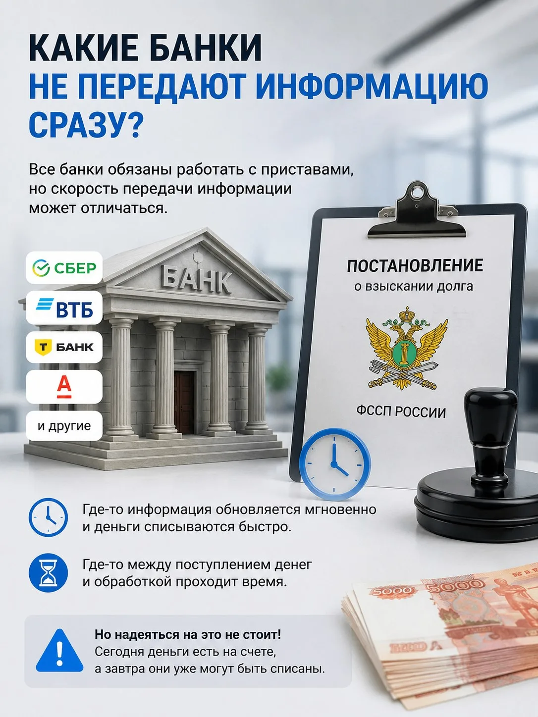 🏦 «А какой банк не передает информацию приставам сразу?»