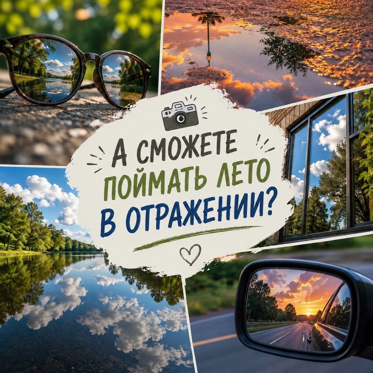 📸 А сможете поймать лето в отражении?
Облака, деревья, закат, цветы или целый пейзаж – иногда самые