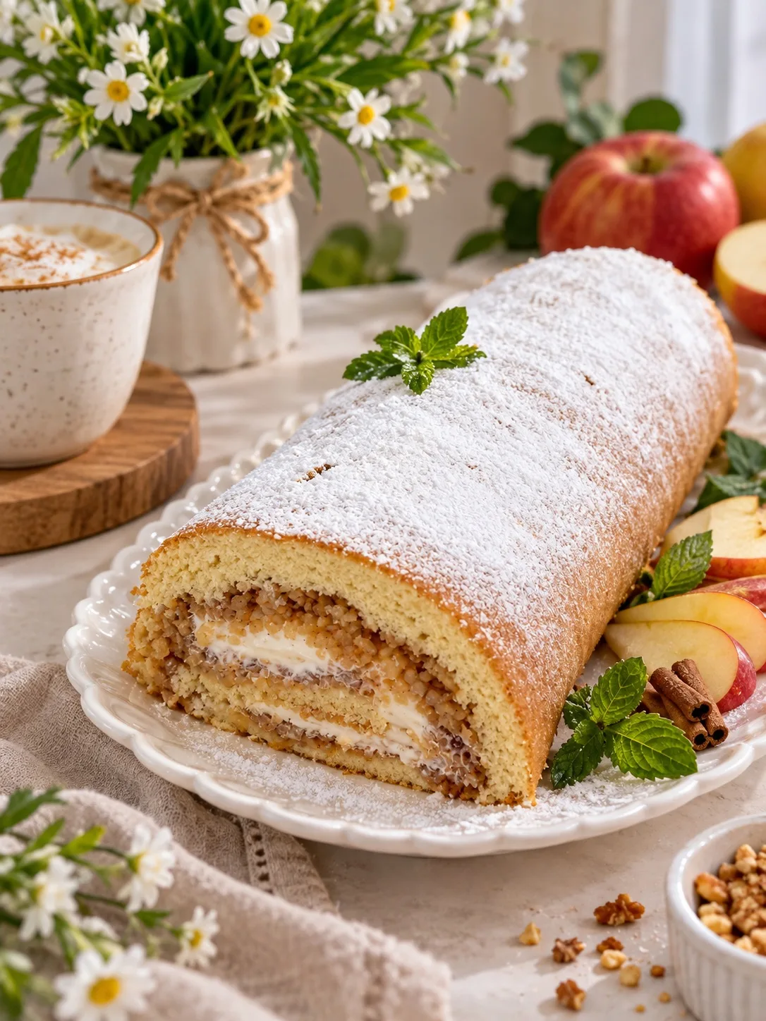 Сладкоежки мои, приглашаю вас на чай с яблочным рулетом😁☕️🍎