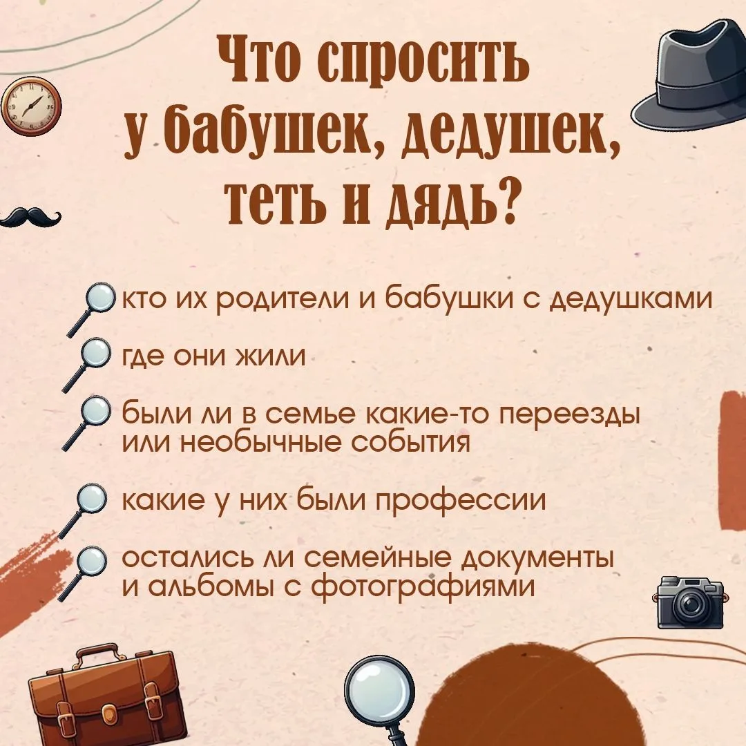 🕵Представьте, что вы — детектив, а ваше задание — раскрыть тайну своего рода!  Где работали ваши пре