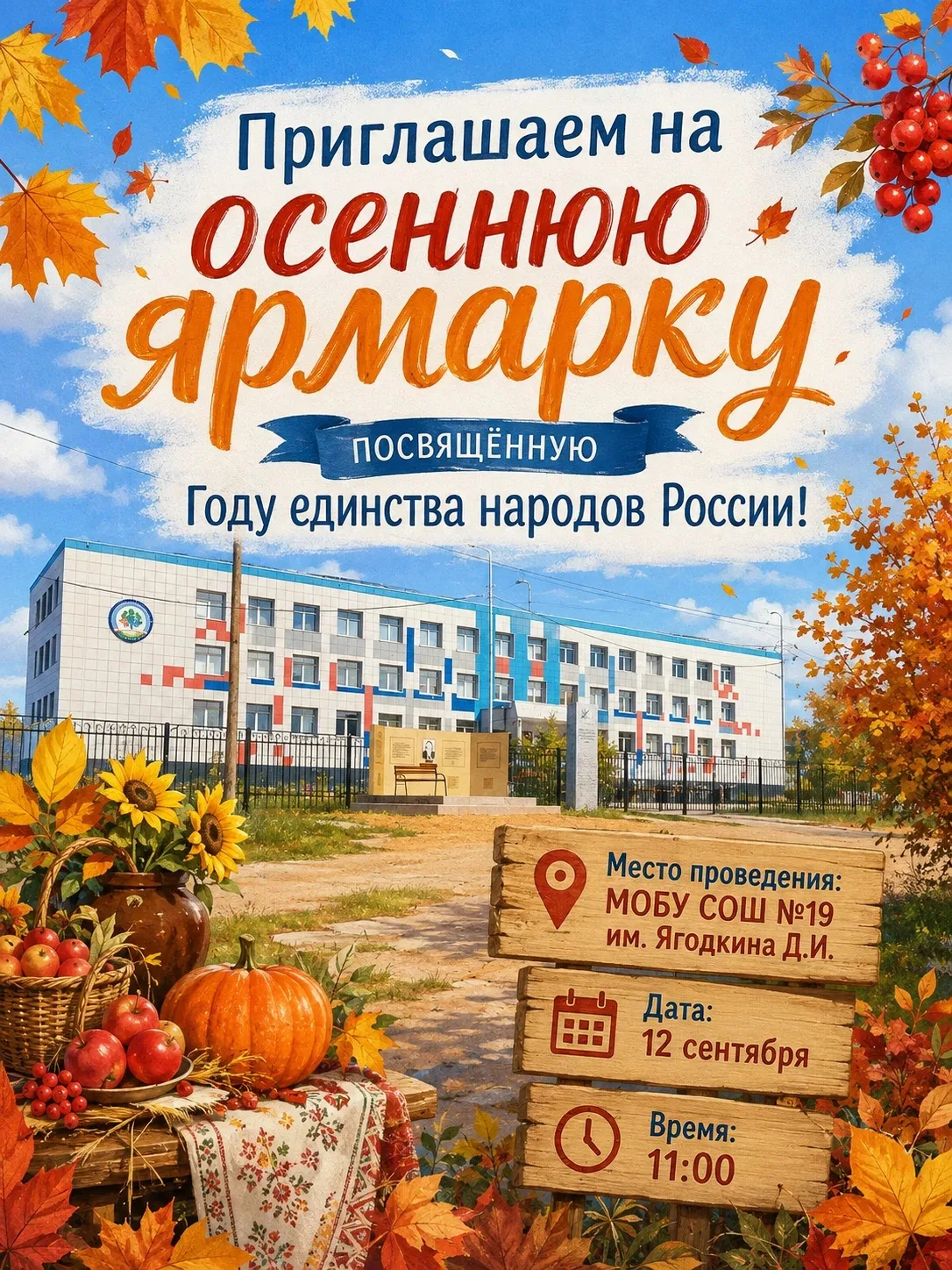 Дорогие друзья! Школьная семья МОБУ СОШ № 19 им. Ягодкина Д.И. приглашает всех-всех-все...