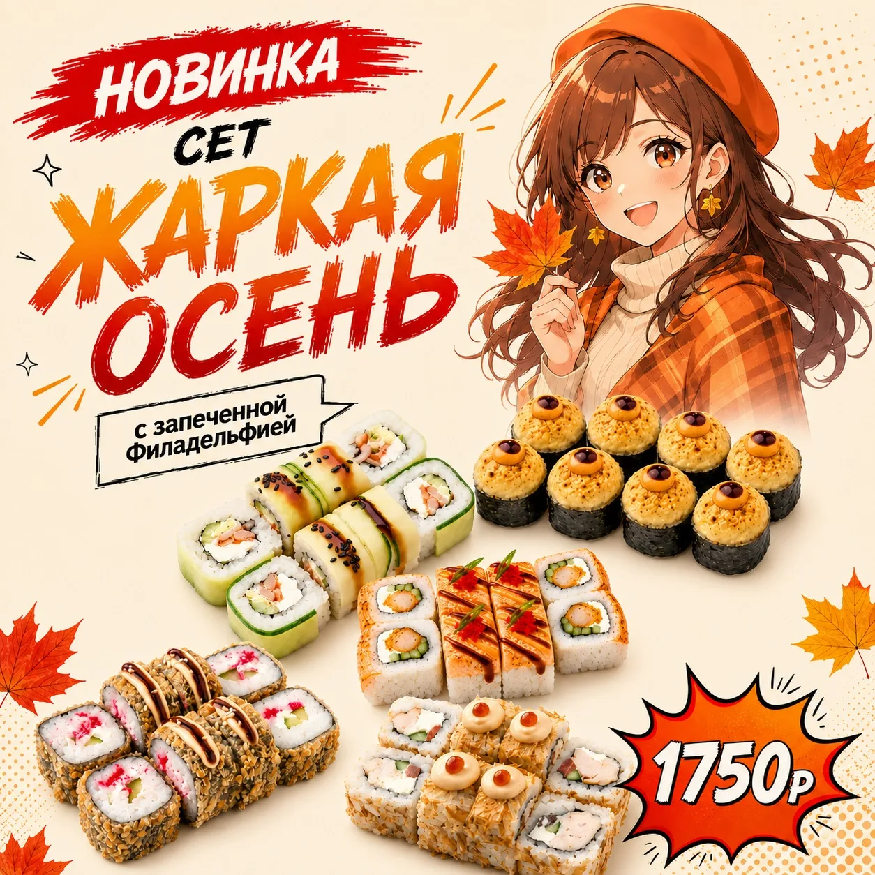 🍁☀️ Встречайте нашу НОВИНКУ - сет «ЖАРКАЯ ОСЕНЬ»! 🔥🍣