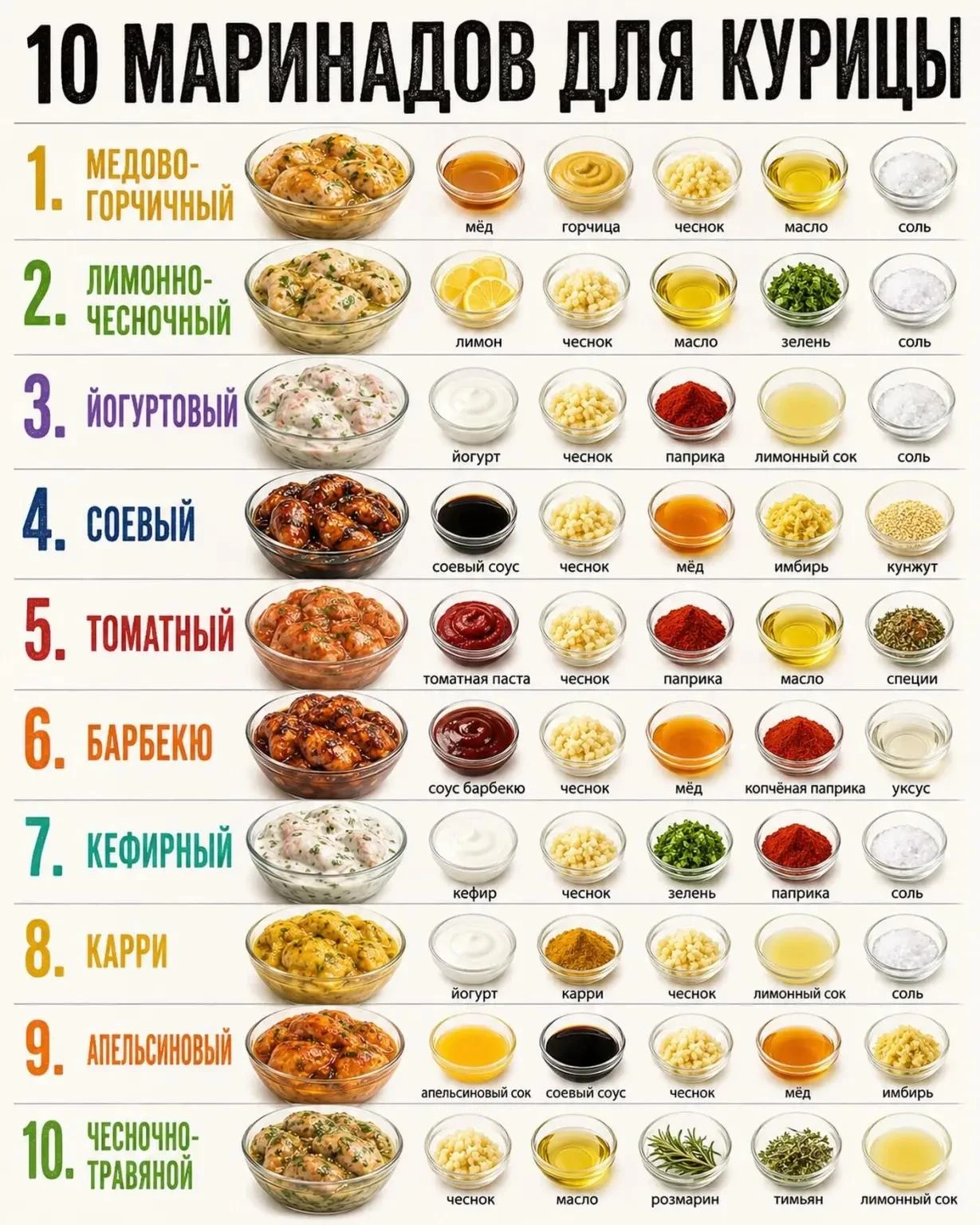 🍗 10 маринадов для курицы — чтобы она каждый раз получалась по-новому!
