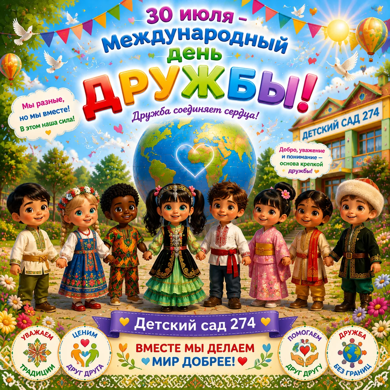 🌍 30 июля — Международный день дружбы! 🤝
Этот праздник был учреждён Генеральной Ассамблеей ООН в 2