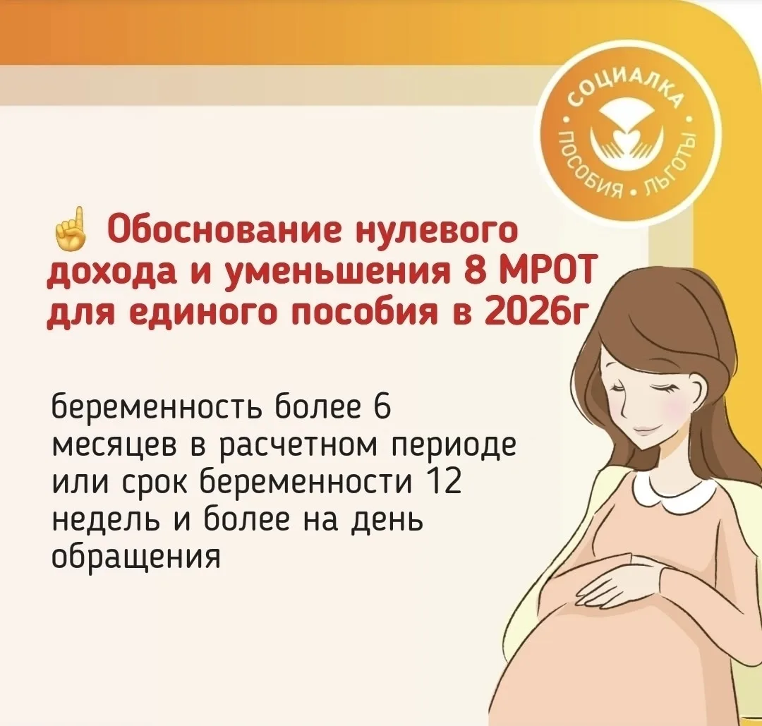 ☝ Обоснование нулевого дохода и уменьшения 8 МРОТ для единого пособия в 2026 году 

❤️Лайк, если одн