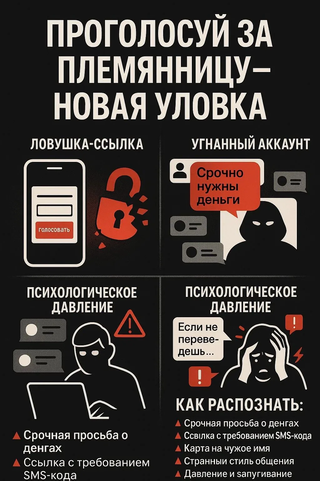 Новая уловка мошенников: «Проголосуй за племянницу» 
⁣
Кажется, что безобидная просьба проголосовать